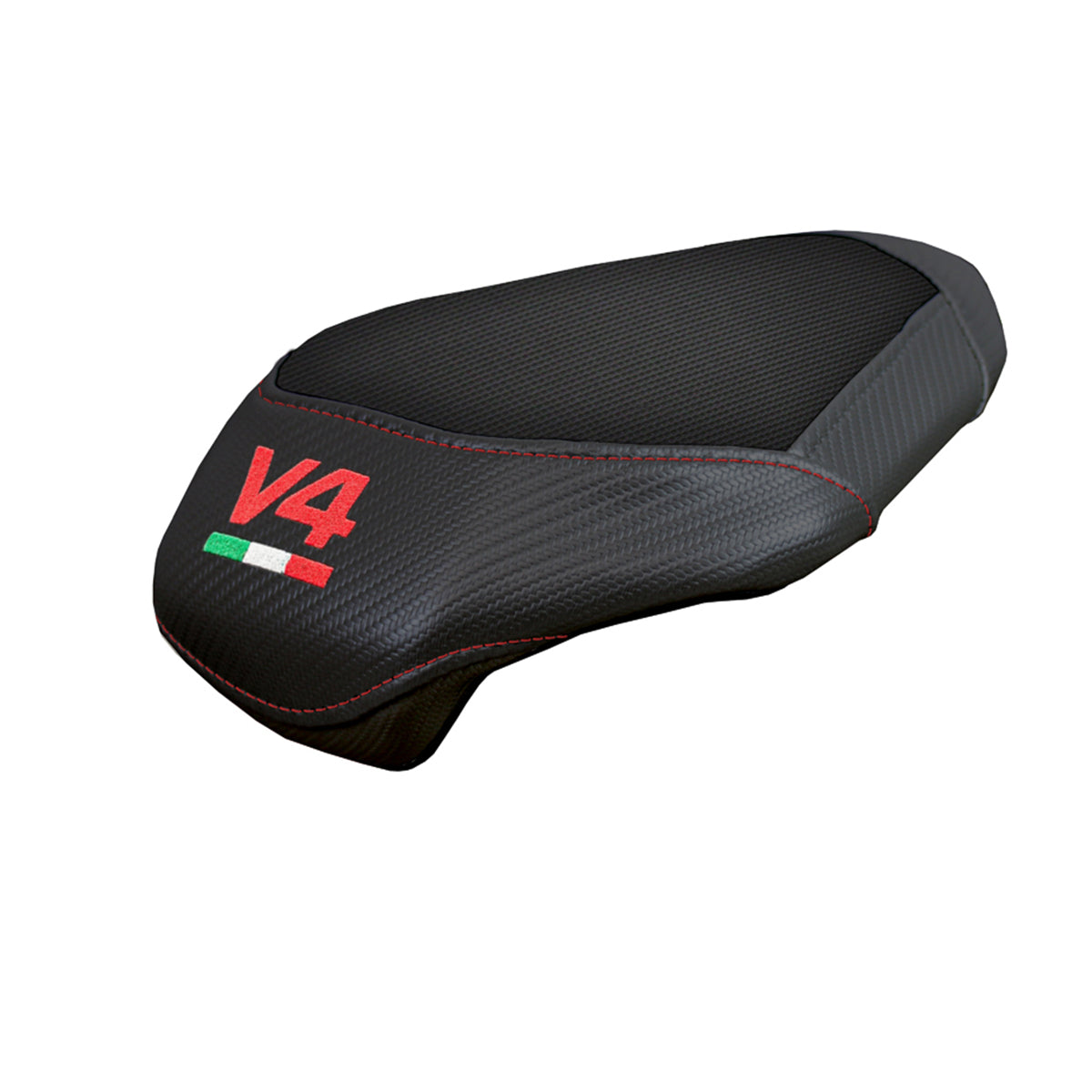 Ducati Panigale V4 2025 Passenger Seat Cover Tappezzeria Black V4 Logo