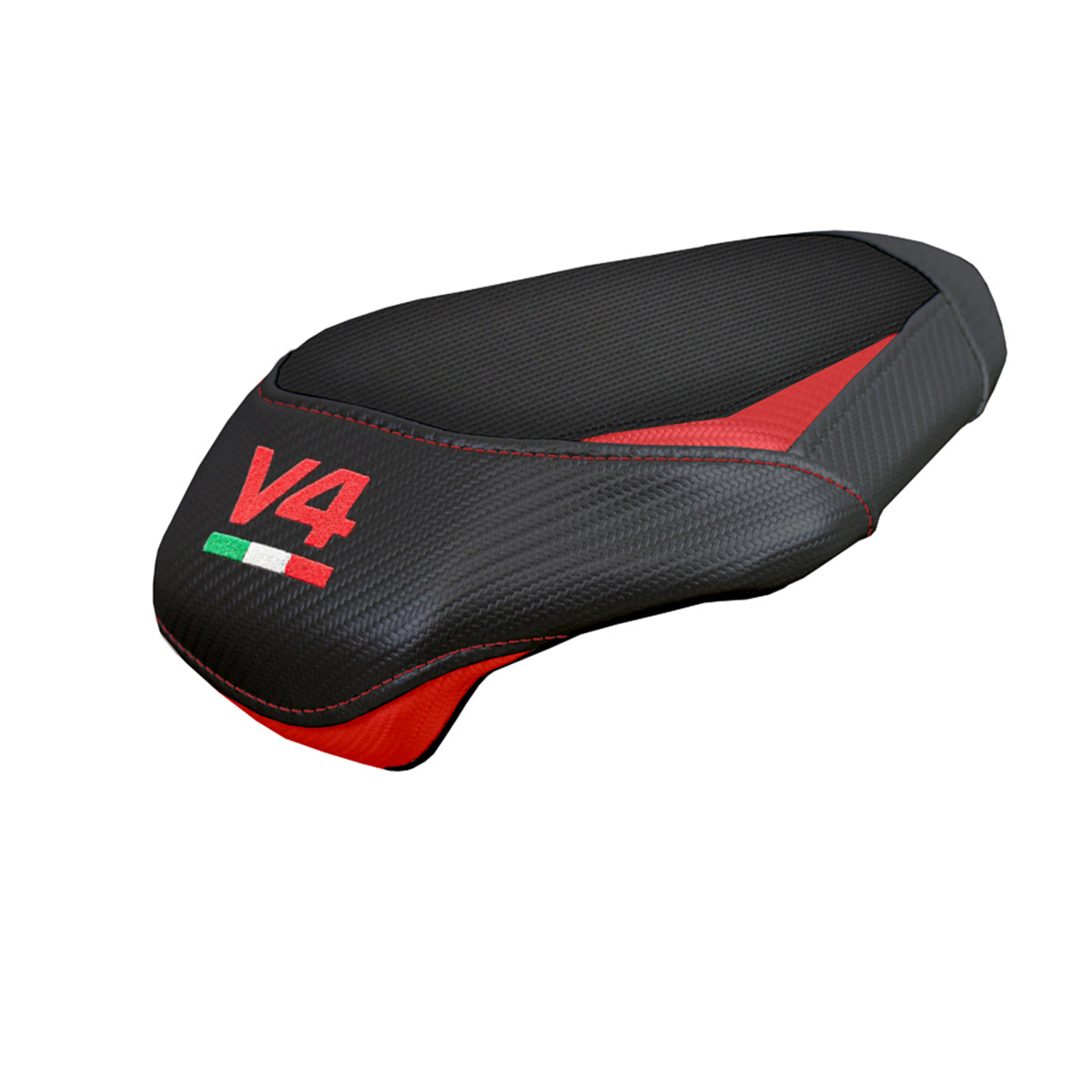 Ducati Panigale V4 2025 Passenger Seat Cover Tappezzeria Black Red V4 Logo