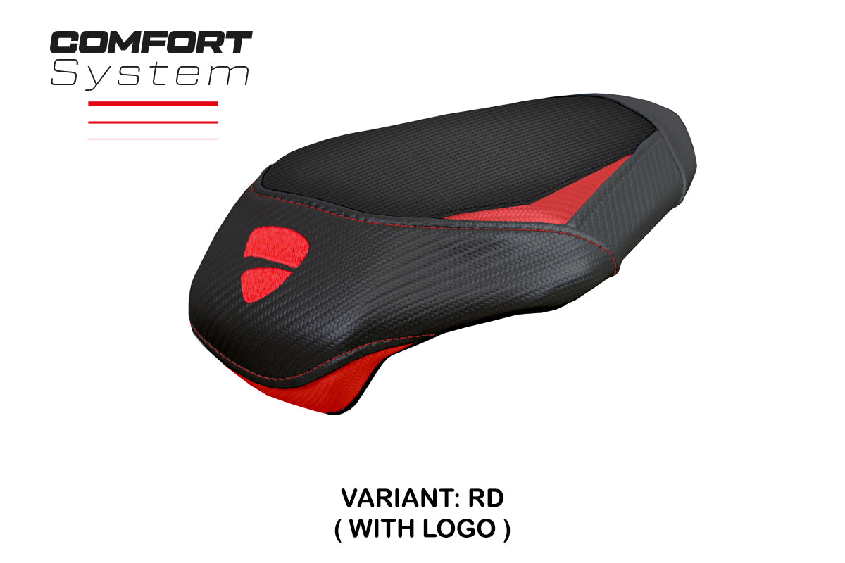 Ducati Panigale V4 2025 Passenger Seat Cover Tappezzeria Comfort Black Red