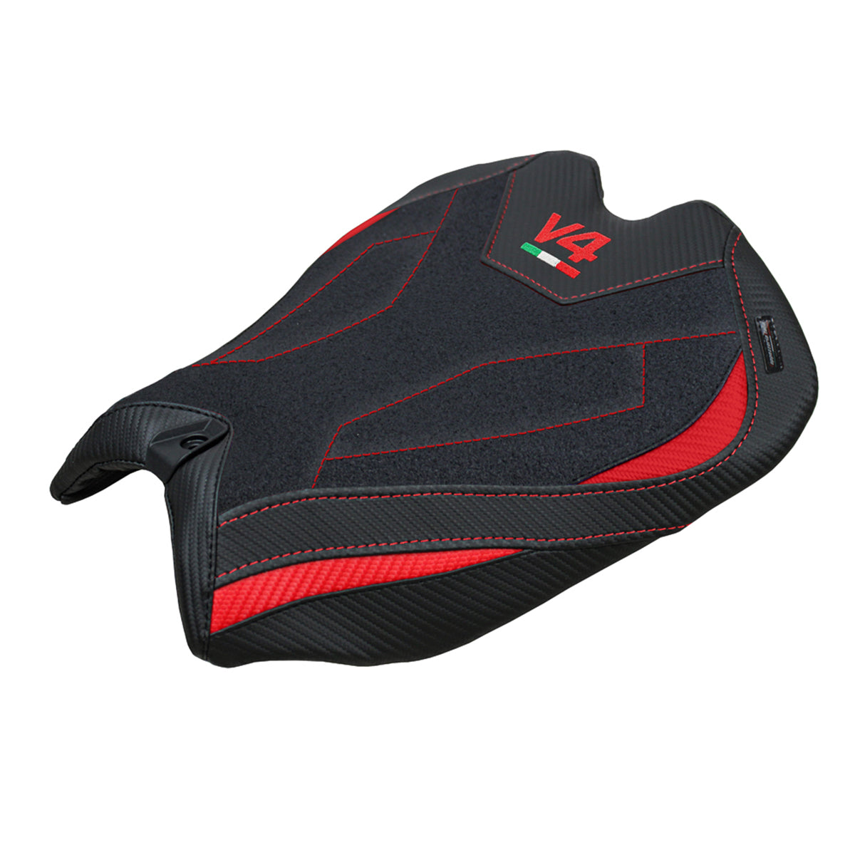Ducati Panigale V4 2025 Seat Cover Tappezzeria Ultragrip Black Red V4 Logo