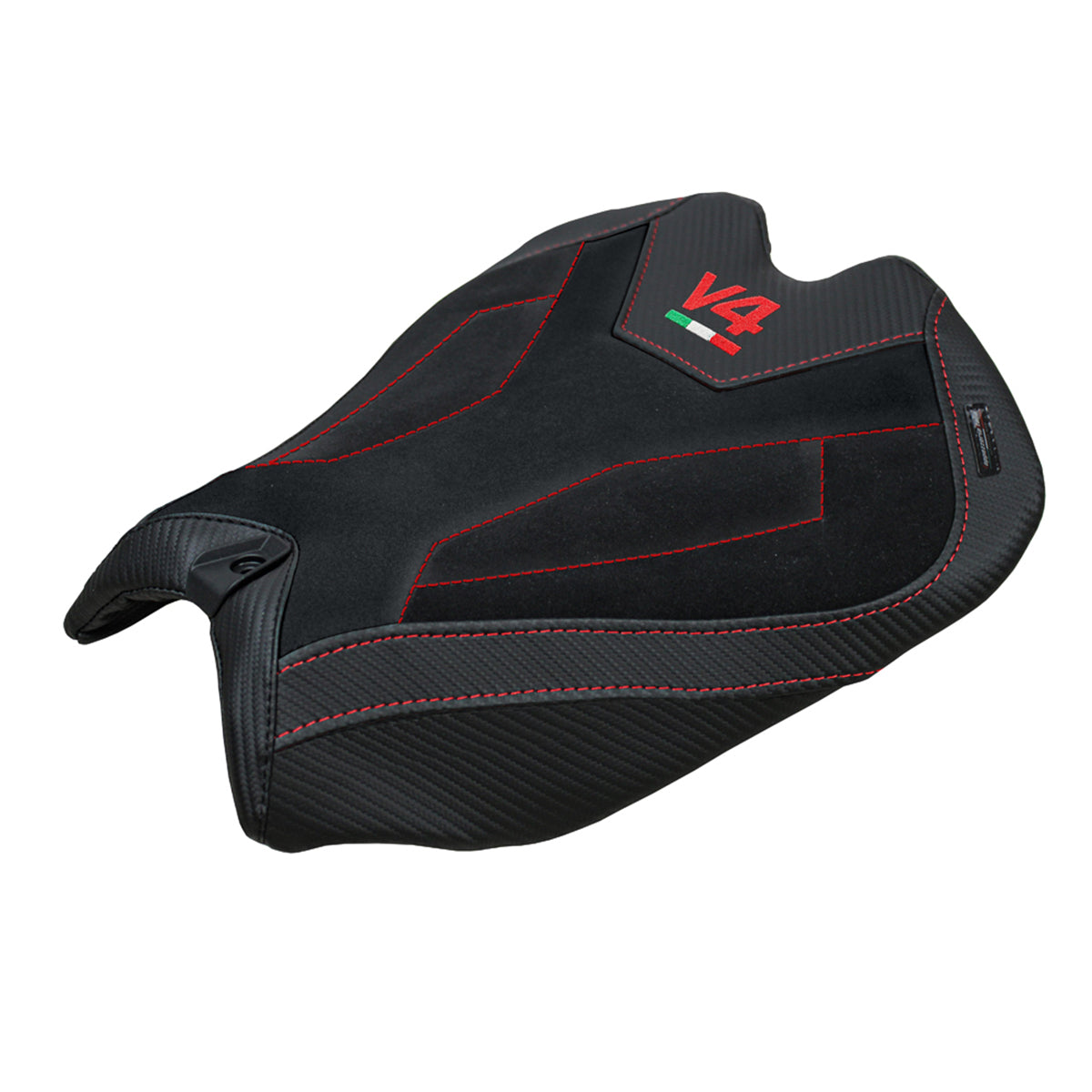 Ducati Panigale V4 2025 Seat Cover Tappezzeria Suede Black V4 Logo