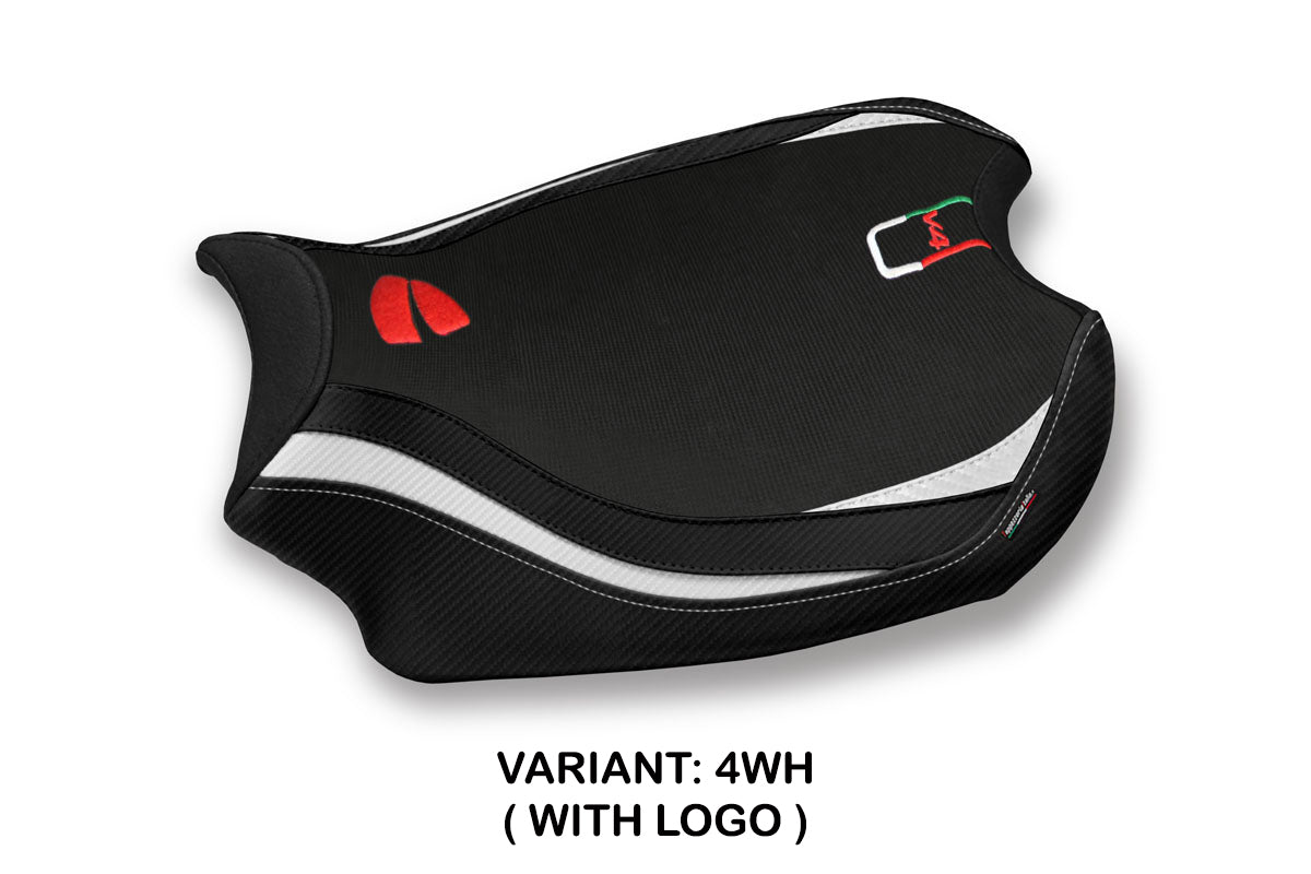 Ducati Panigale V4 2018-2024 Seat Cover Tappezzeria Italia in White and Black