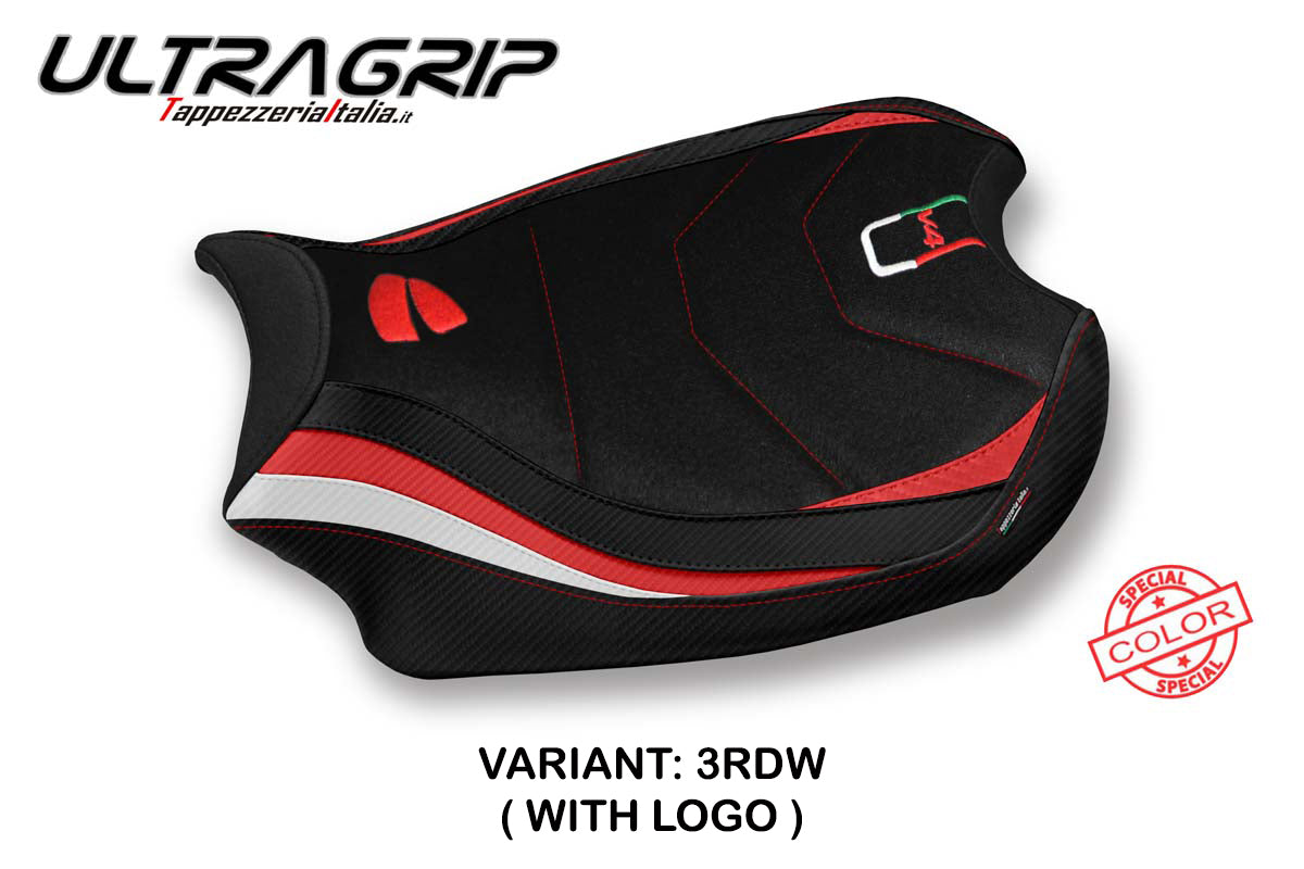 Ducati Panigale V4 2018-2024 Seat Cover Tappezzeria Italia Ultragrip in Red and White