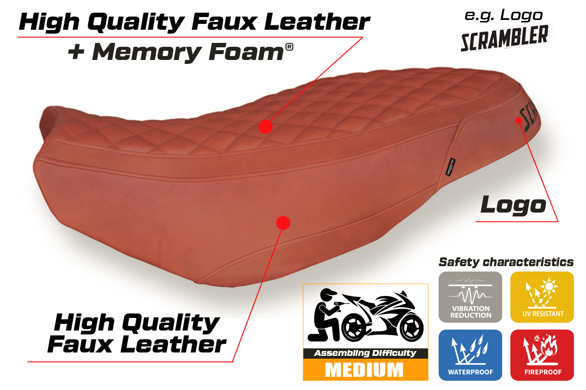 Ducati Scrambler 400 800 1100 2015-2024 Seat Cover Tappezzeria Italia Comfort in Brick