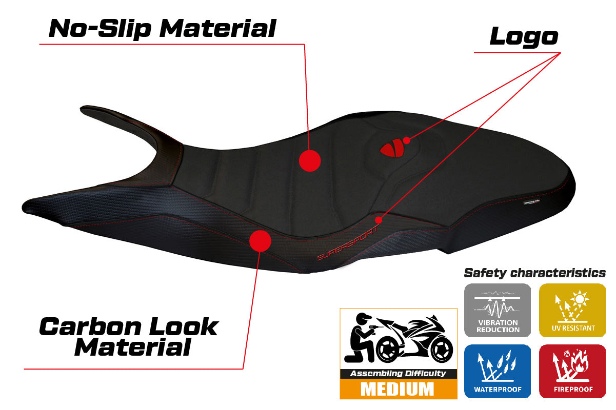Ducati Super Sport 950S 2017-2024 Seat Cover Tappezzeria Italia Ultragrip in Black