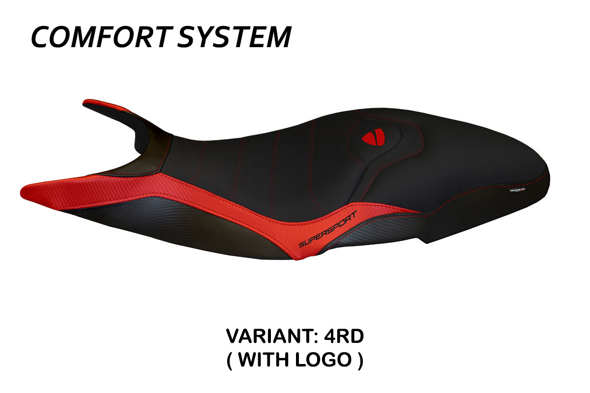 Ducati Super Sport 950S 2017-2024 Seat Cover Tappezzeria Italia Comfort in Red and Black