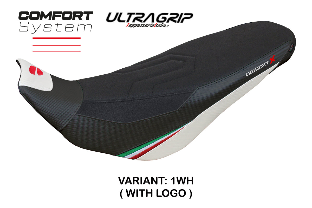 Ducati Desert X Rally 2022-2025 Seat Cover Tappezzeria Italia in Keren Comfort White and Black