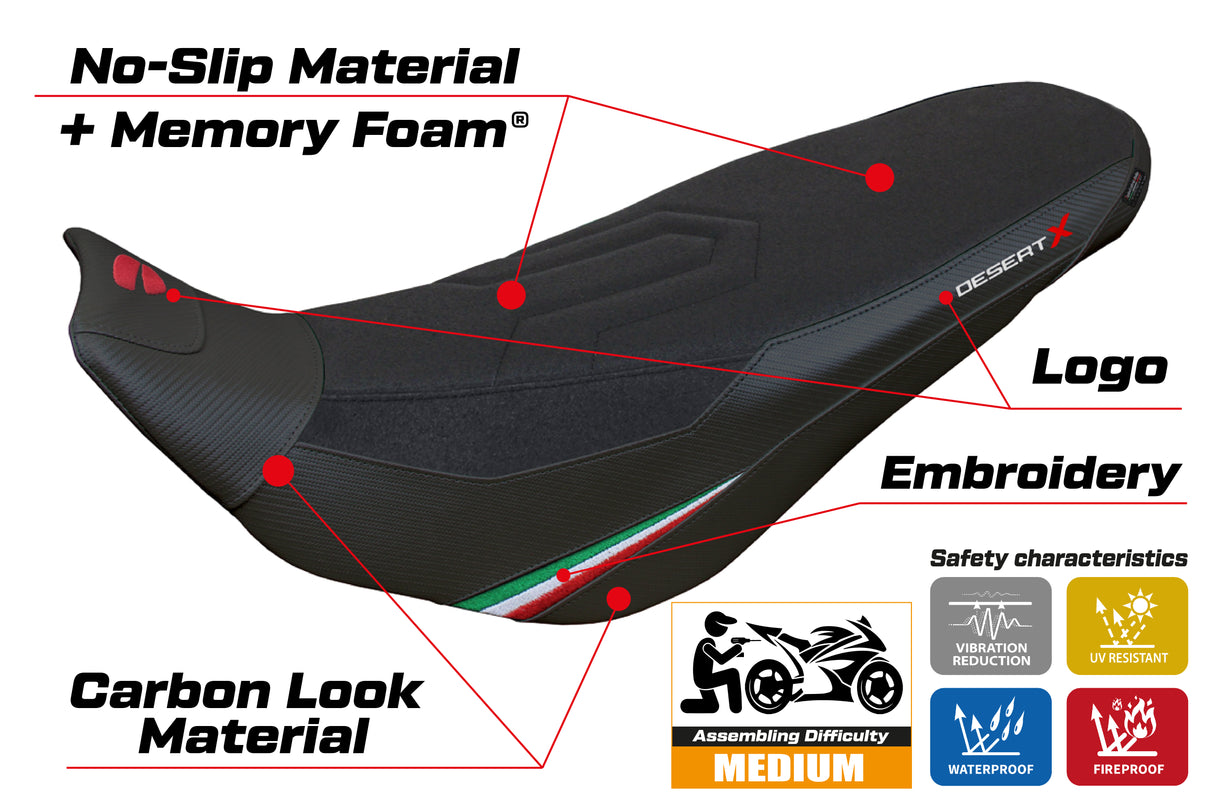 Ducati Desert X Rally 2022-2025 Seat Cover Tappezzeria Italia in Keren Comfort Black