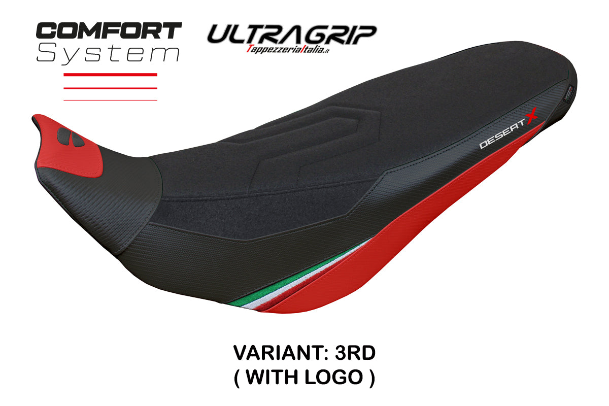 Ducati Desert X Rally 2022-2025 Seat Cover Tappezzeria Italia in Keren Comfort Red and Black