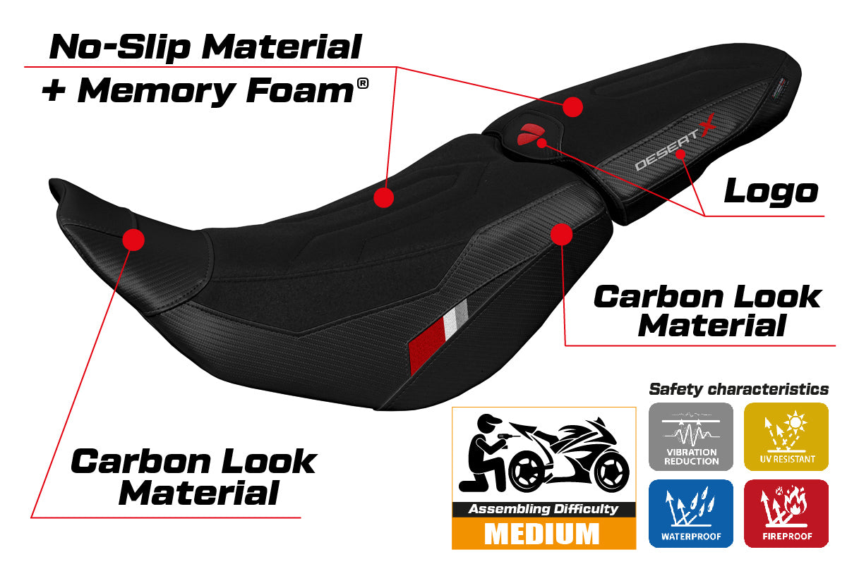 Ducati Desert X 2022-2025 Seat Cover Tappezzeria Italia in Thar Comfort Ultragrip Black