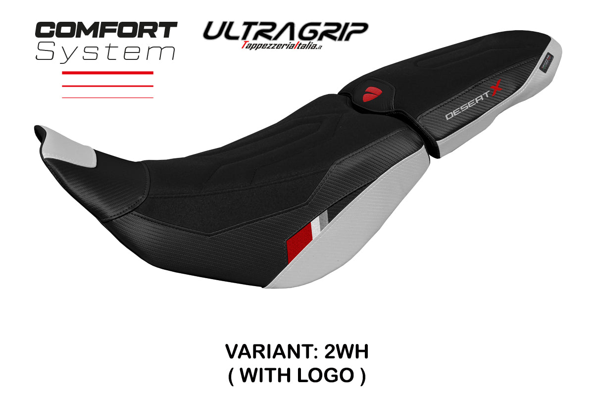 Ducati Desert X 2022-2025 Seat Cover Tappezzeria Italia in Thar Comfort Ultragrip White