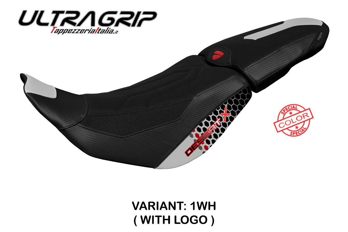 Ducati Desert X 2022-2025 Seat Cover Tappezzeria Italia Ultragrip in Special White and Black