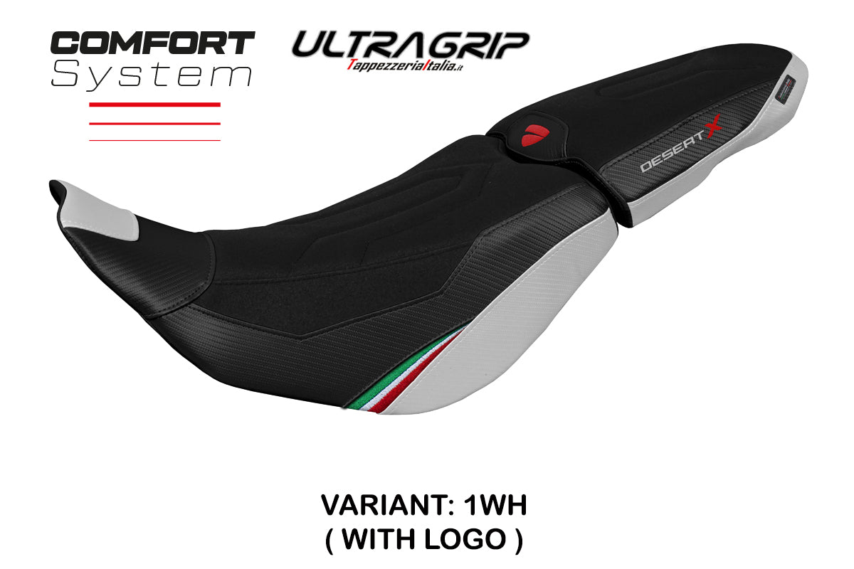 Ducati Desert X 2022-2025 Seat Cover Tappezzeria Italia in Trico Comfort Ultragrip White