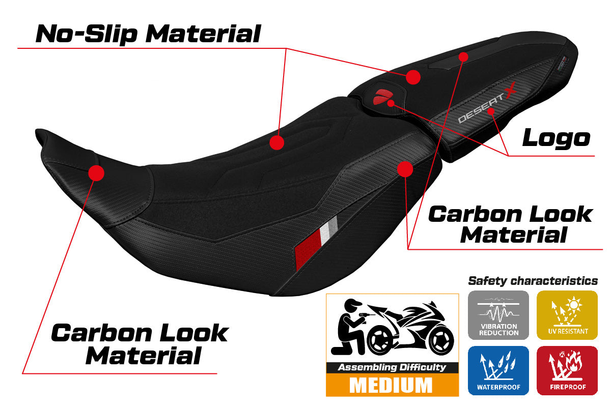 Ducati Desert X 2022-2025 Seat Cover Tappezzeria Italia in Thar Ultragrip Black