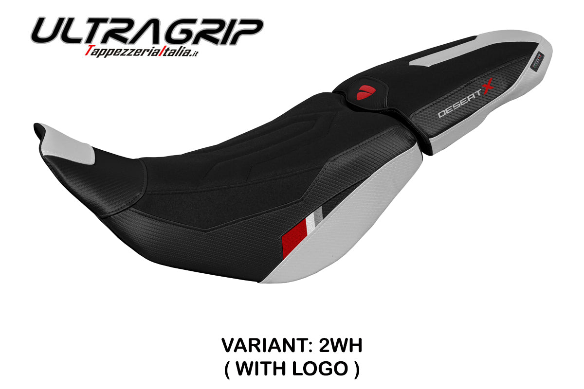 Ducati Desert X 2022-2025 Seat Cover Tappezzeria Italia in Thar Ultragrip White and Black