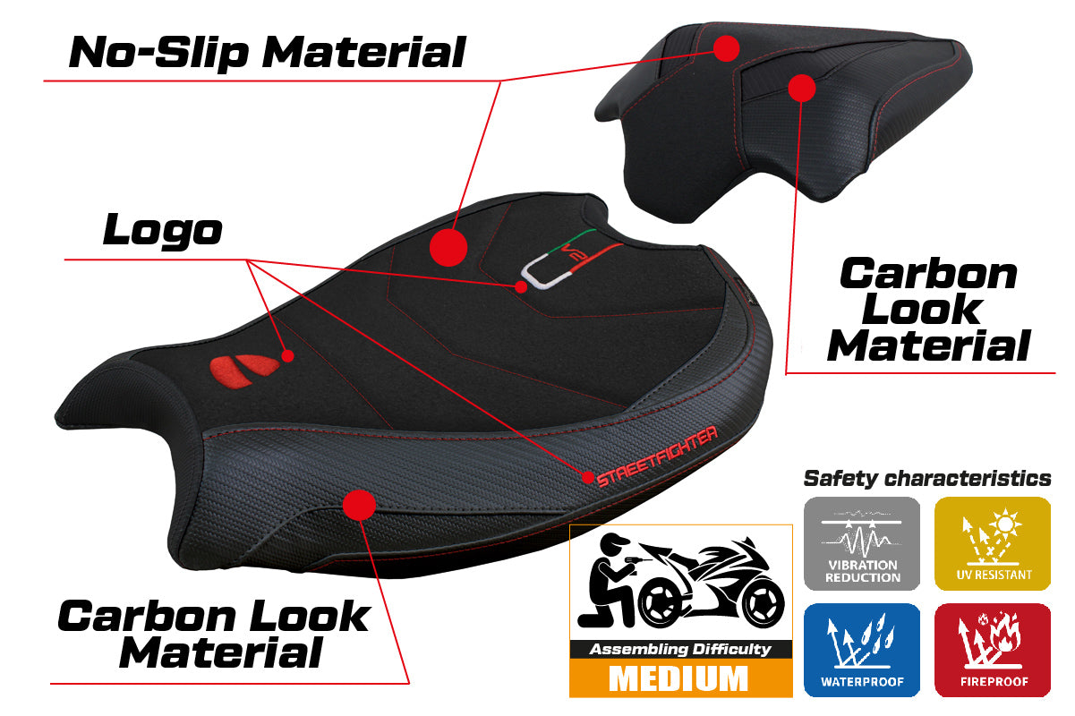 Ducati Streetfighter V2 2022-2024 Seat Cover Tappezzeria Italia Ultragrip in Black