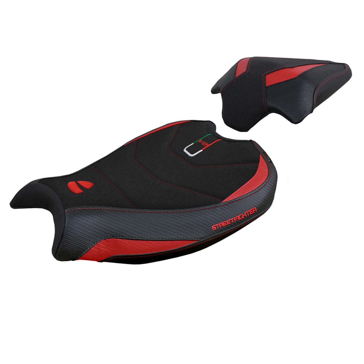 Ducati Streetfighter V2 2022-2024 Seat Cover Tappezzeria Italia Ultragrip in Red and Black