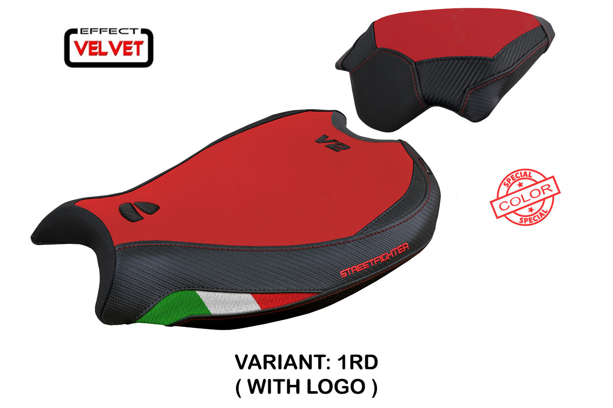Ducati Streetfighter V2 2022-2024 Seat Cover Tappezzeria Italia in Velvet Red and Black