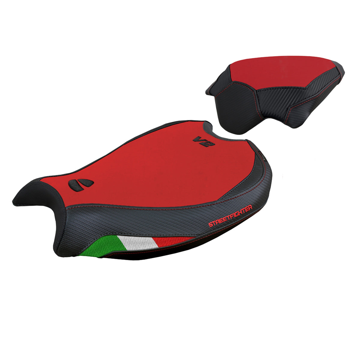 Ducati Streetfighter V2 2022-2024 Seat Cover Tappezzeria Italia in Velvet Comfort Red and Black