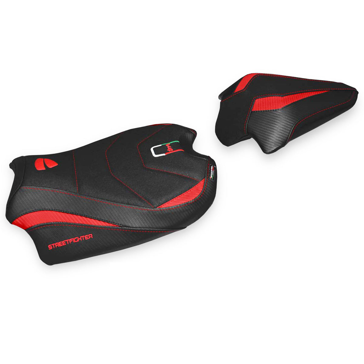 Ducati Streetfighter V4 2020-2024 Seat Cover Tappezzeria Italia Ultragrip in Red and Black