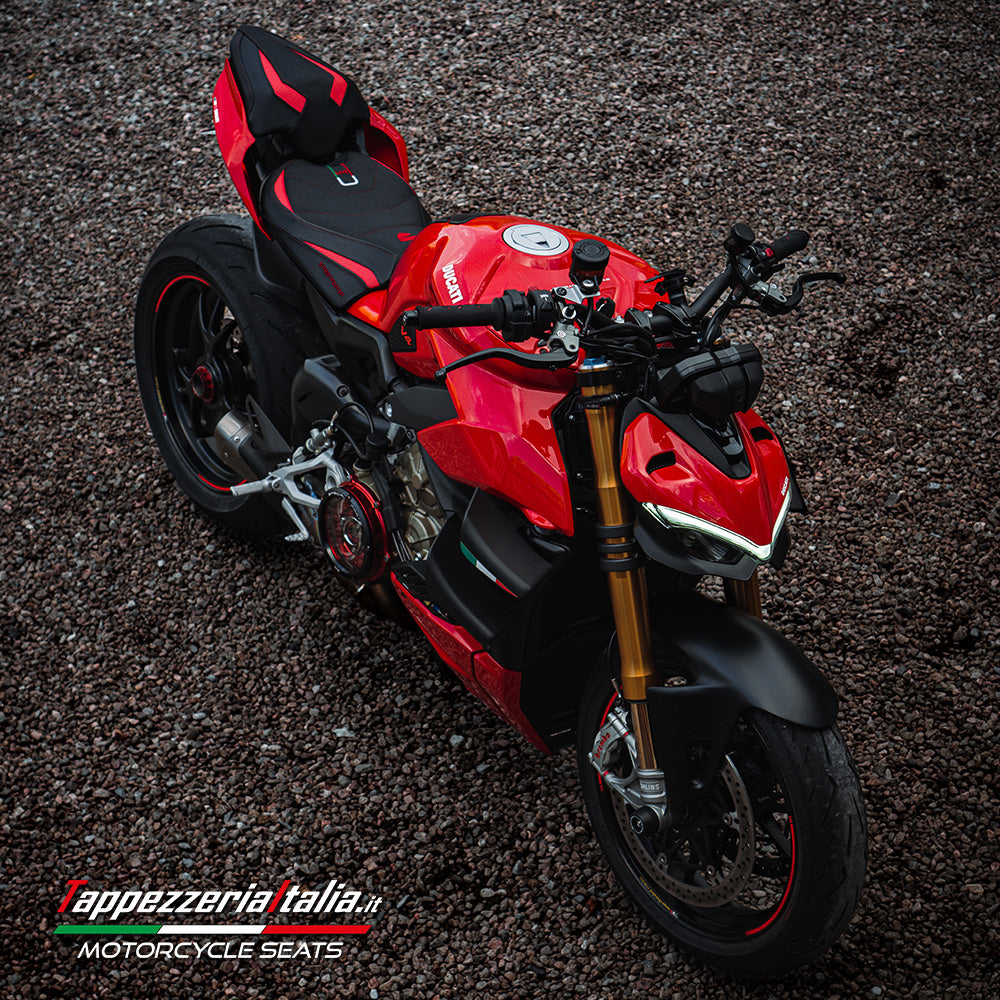 Ducati Streetfighter V4 2020-2024 Seat Cover Tappezzeria Italia Ultragrip in Red and Black