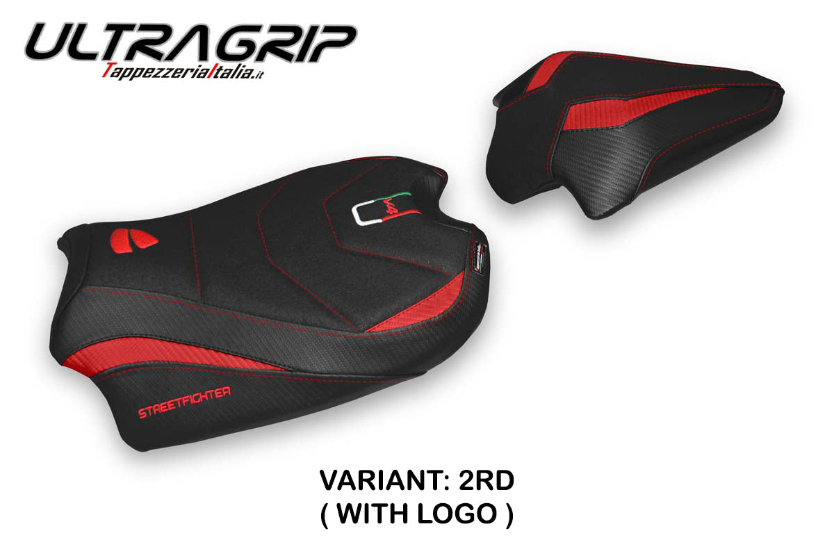 Ducati Streetfighter V4 2020-2024 Seat Cover Tappezzeria Italia Ultragrip in Red and Black