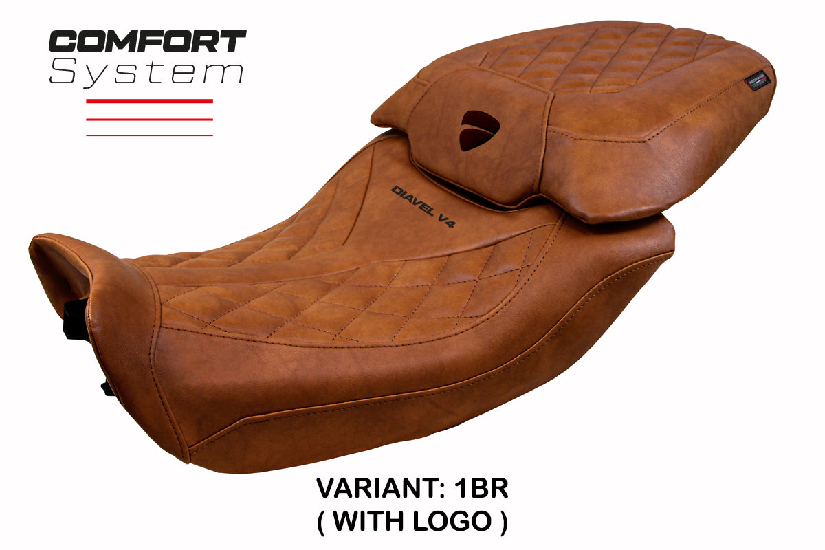 Ducati Diavel V4 2023-2025 Seat Cover Tappezzeria Italia Comfort Classic in Leather Brown