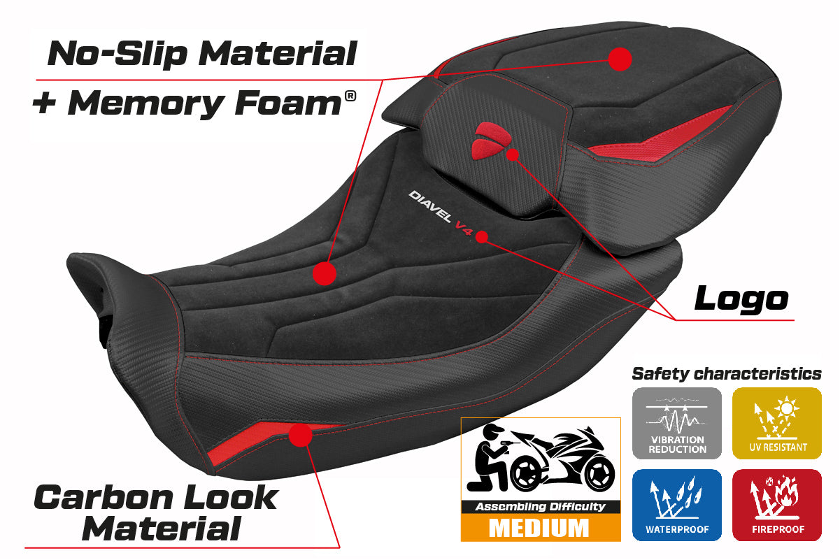 Ducati Diavel V4 2023-2025 Seat Cover Tappezzeria Italia Velvet Comfort in Diablo Black