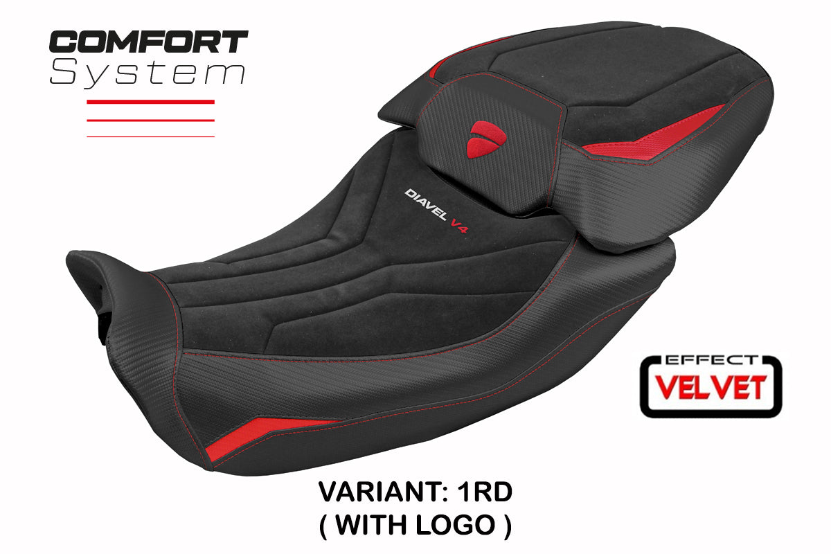 Ducati Diavel V4 2023-2025 Seat Cover Tappezzeria Italia Velvet Comfort in Diablo Black