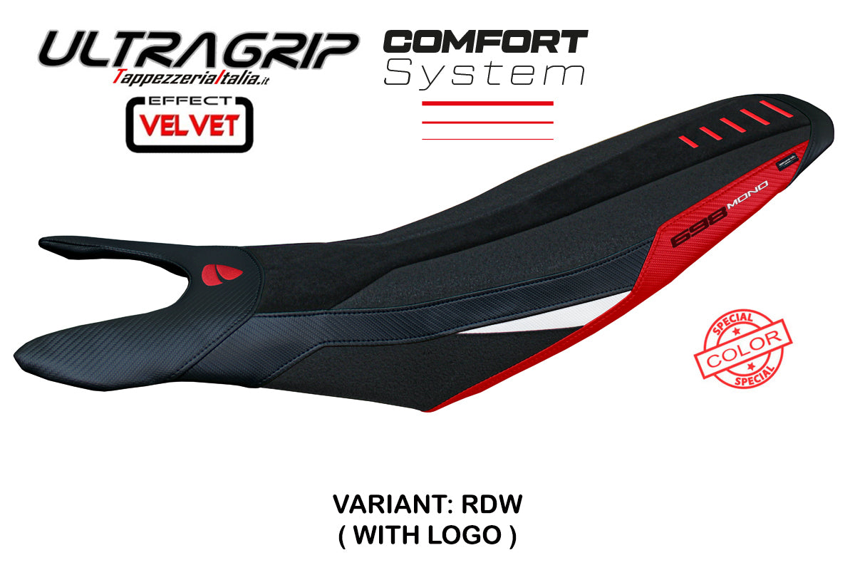 Ducati Hypermotard 698 2024-2025 Seat Cover Tappezzeria Italia Comfort Ultragrip in Red White