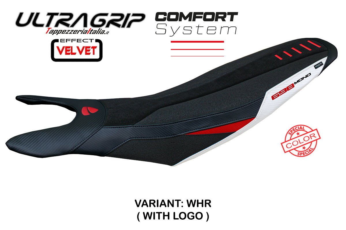 Ducati Hypermotard 698 2024-2025 Seat Cover Tappezzeria Italia Comfort Ultragrip in White Red