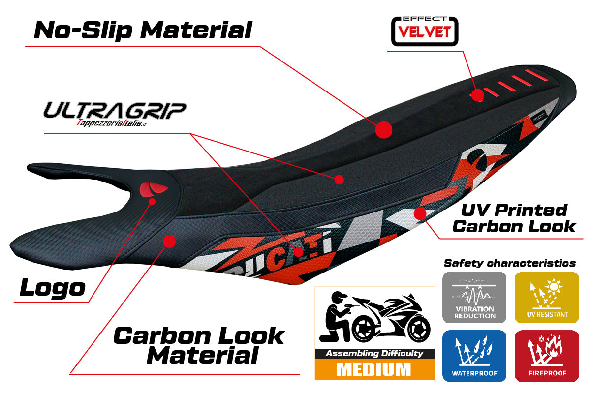 Ducati Hypermotard 698 Mono 2024-2025 Seat Cover Tappezzeria Italia Ultragrip in Special Ed.