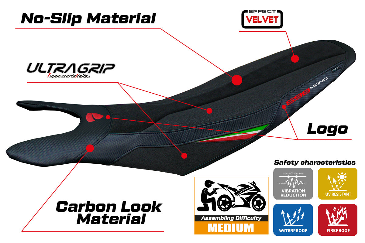 Ducati Hypermotard 698 Mono 2024-2025 Seat Cover Tappezzeria Italia Ultragrip in Italy Flag