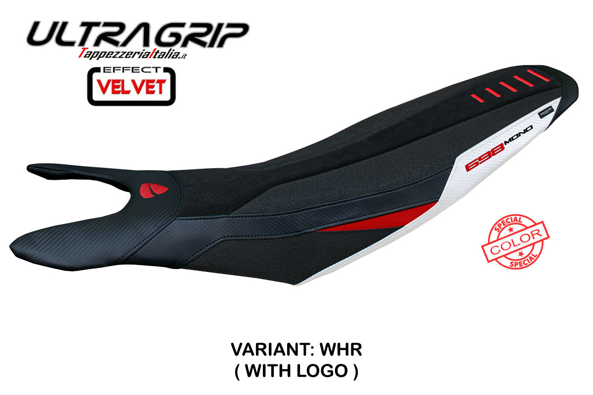 Ducati Hypermotard 698 Mono 2024-2025 Seat Cover Tappezzeria Italia Ultragrip in White Red