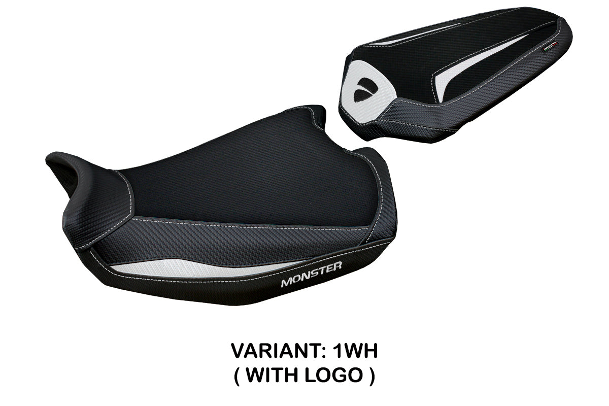 Ducati Monster 937 950 2021-2025 Seat Cover Tappezzeria Italia in White and Black