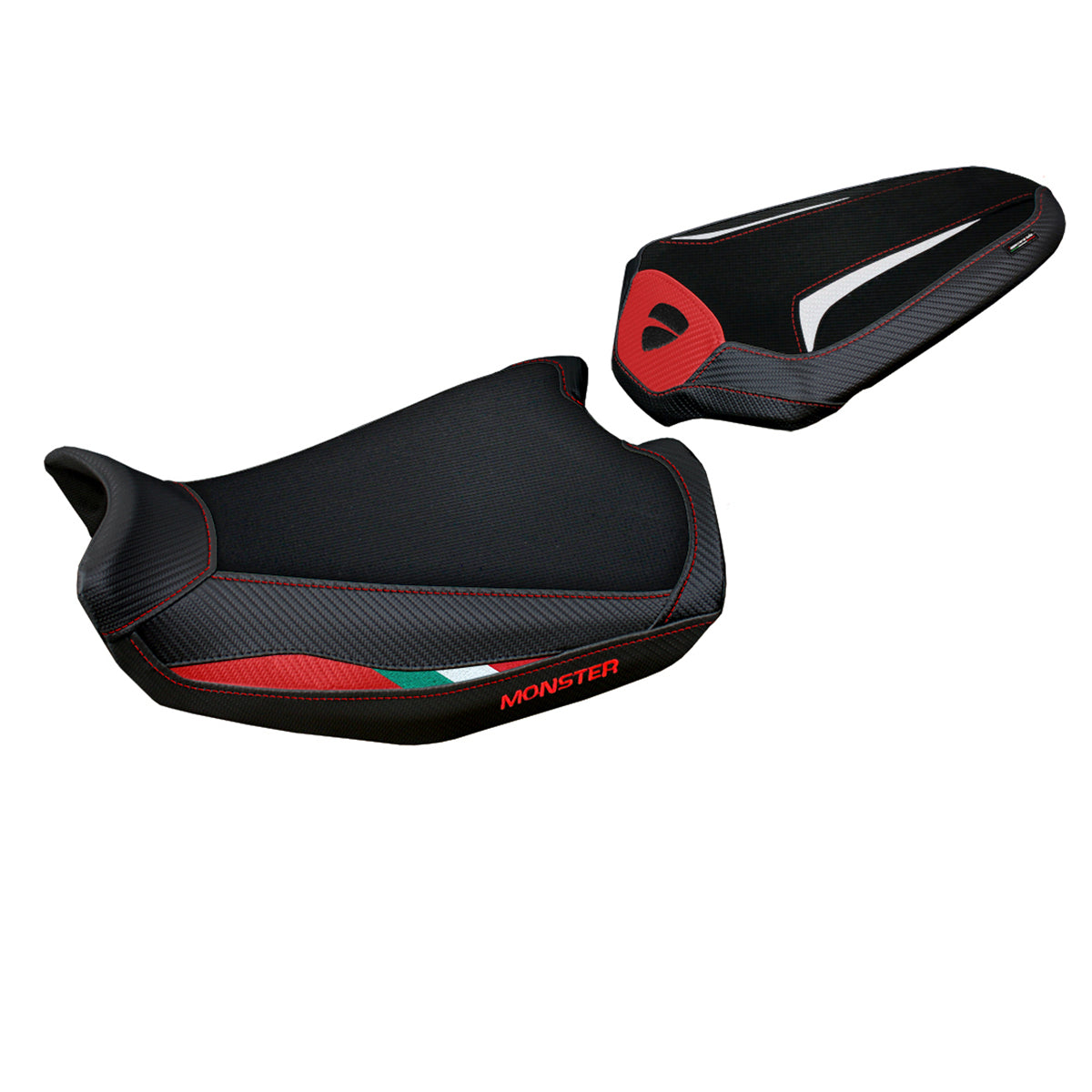 Ducati Monster 937 950 2021-2025 Seat Cover Tappezzeria Italia in Red, White and Black