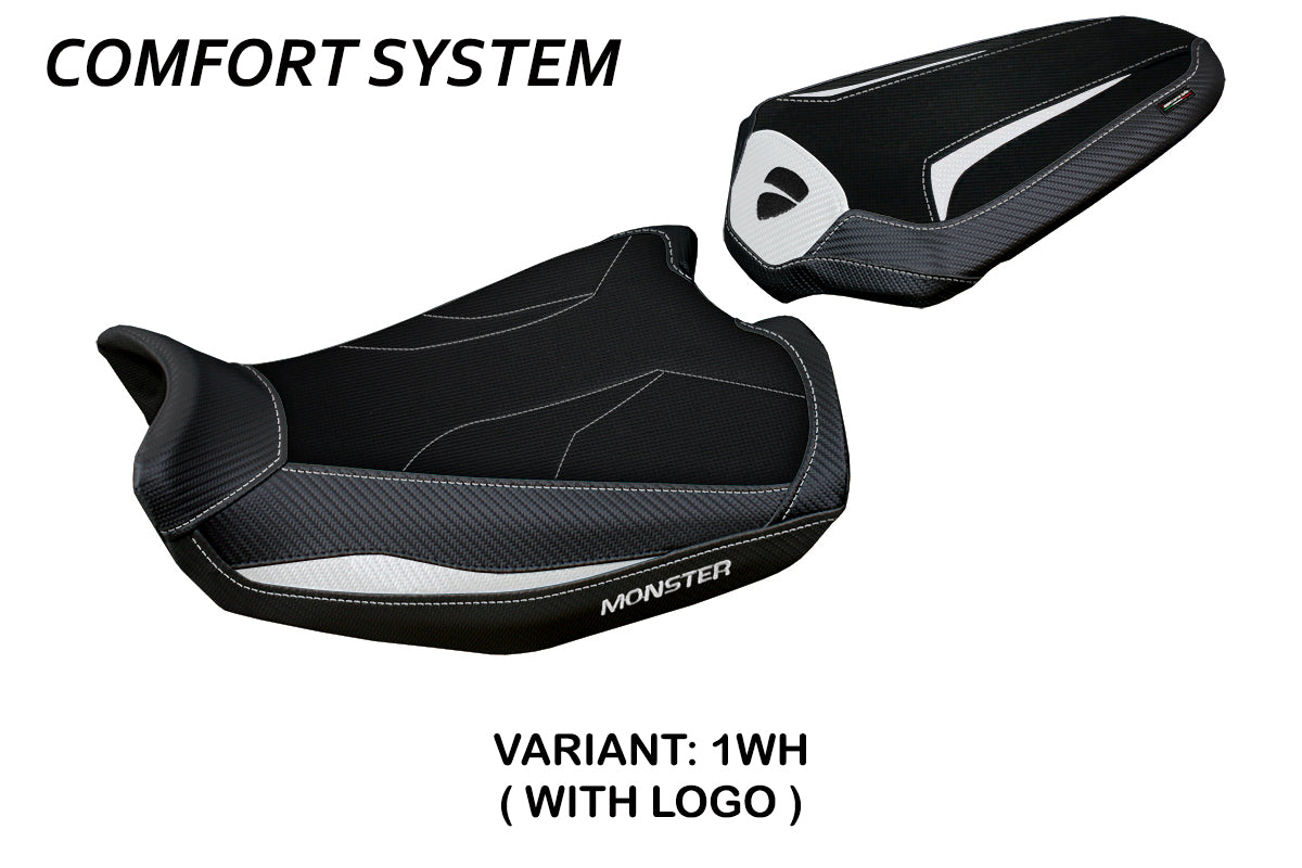 Ducati Monster 937 950 2021-2025 Seat Cover Tappezzeria Italia Comfort in White and Black