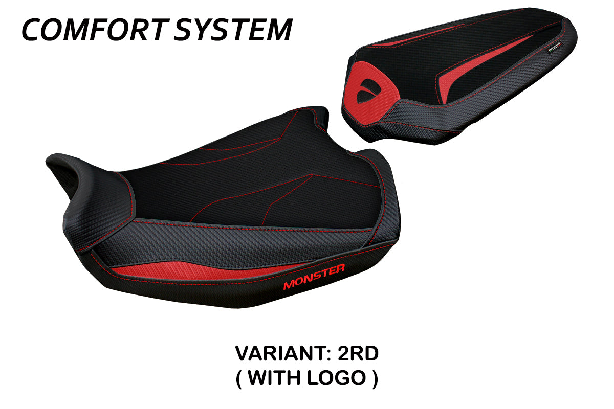 Ducati Monster 937 950 2021-2025 Seat Cover Tappezzeria Italia Comfort in Red and Black