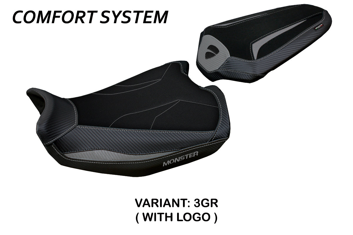 Ducati Monster 937 950 2021-2025 Seat Cover Tappezzeria Italia Comfort in Grey and Black