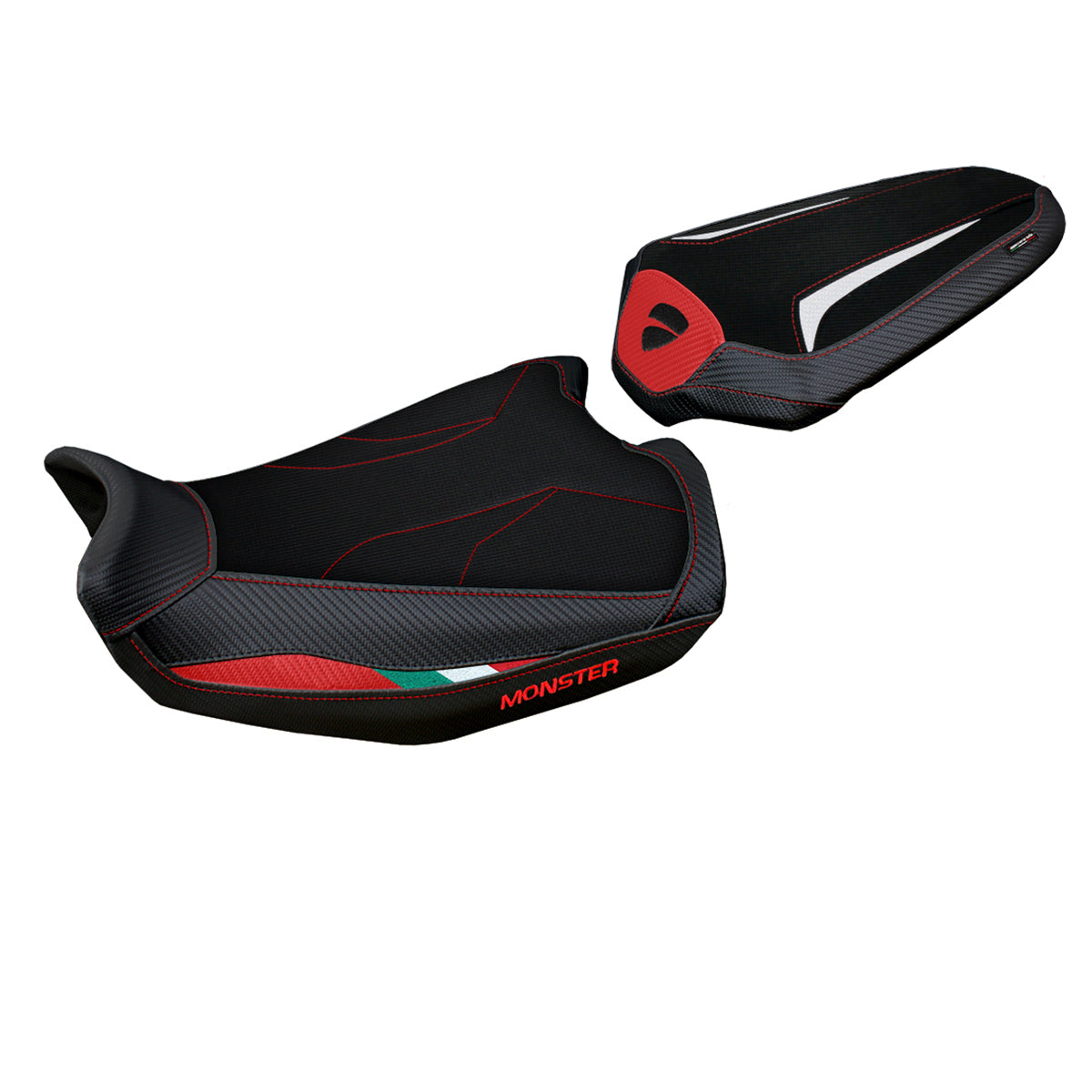 Ducati Monster 937 950 2021-2025 Seat Cover Tappezzeria Italia Comfort in Red, White and Black
