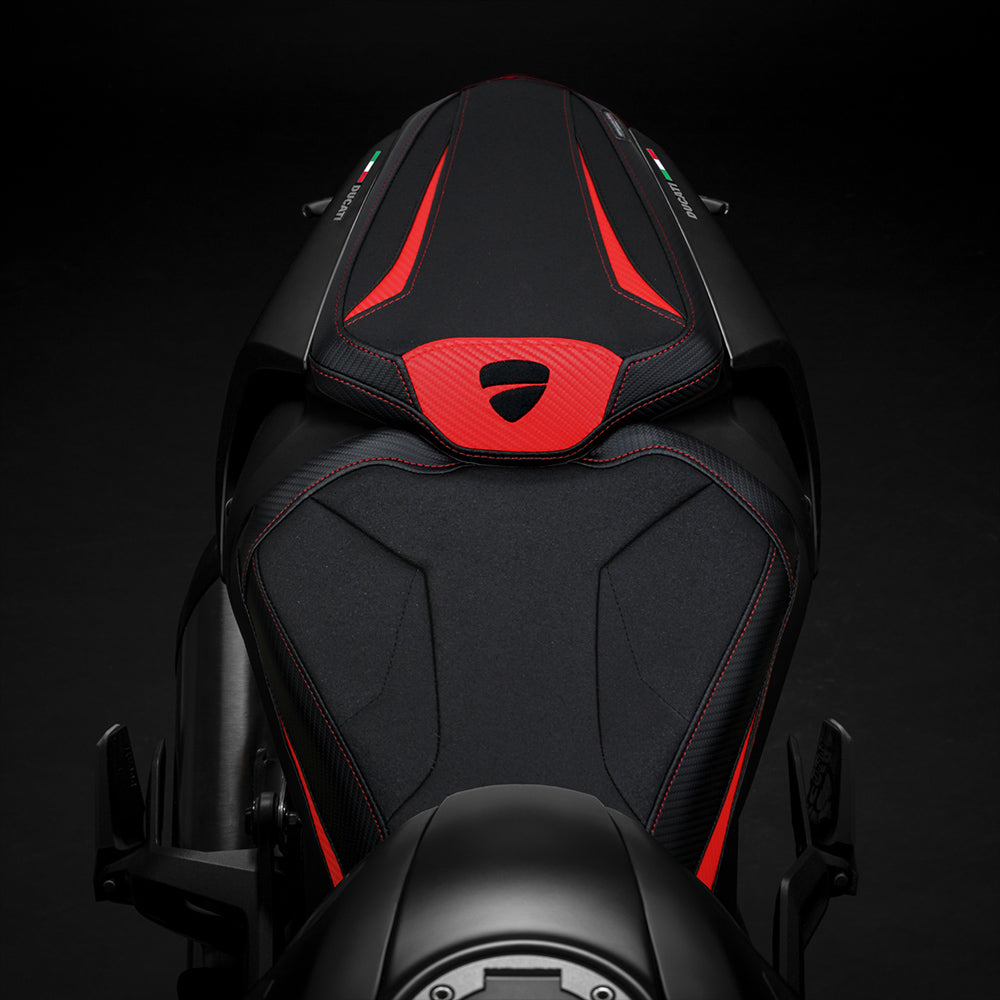 Ducati Monster 937 950 2021-2025 Seat Cover Tappezzeria Italia Ultragrip in Red and Black