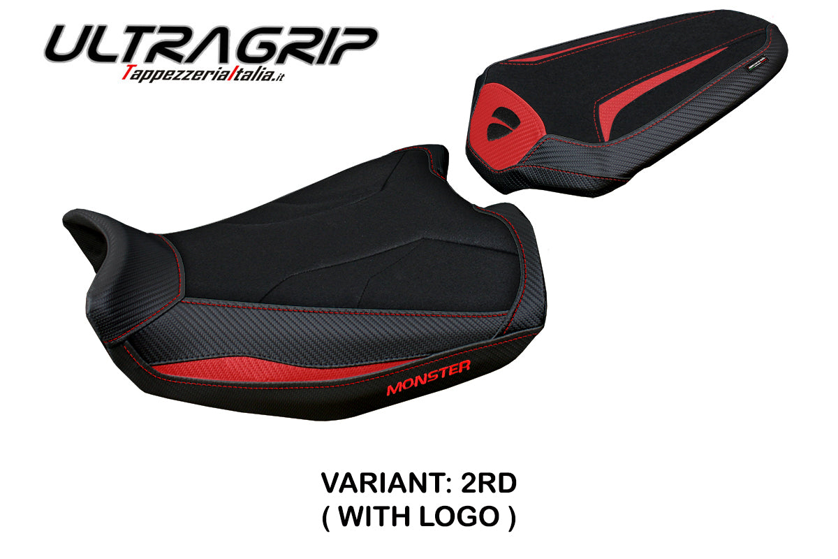 Ducati Monster 937 950 2021-2025 Seat Cover Tappezzeria Italia Ultragrip in Red and Black