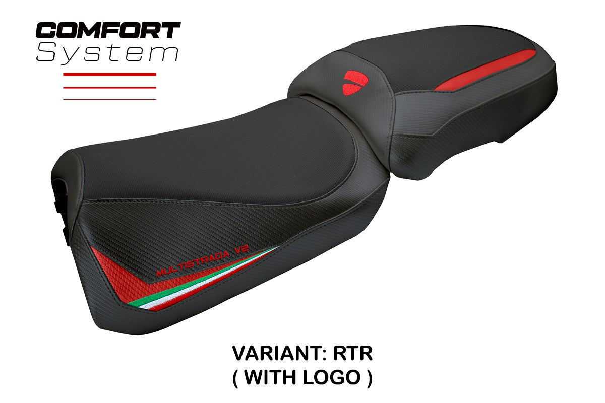 Ducati Multistrada V2 2025 Seat Cover Tappezzeria Comfort Red Italian Flag Black