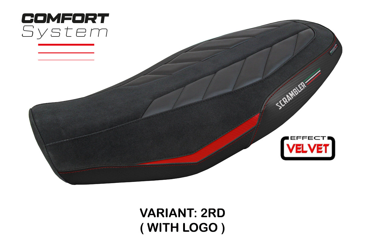 Ducati Scrambler 800 2023-2025 Seat Cover Tappezzeria Italia Comfort in Velvet Red and Black