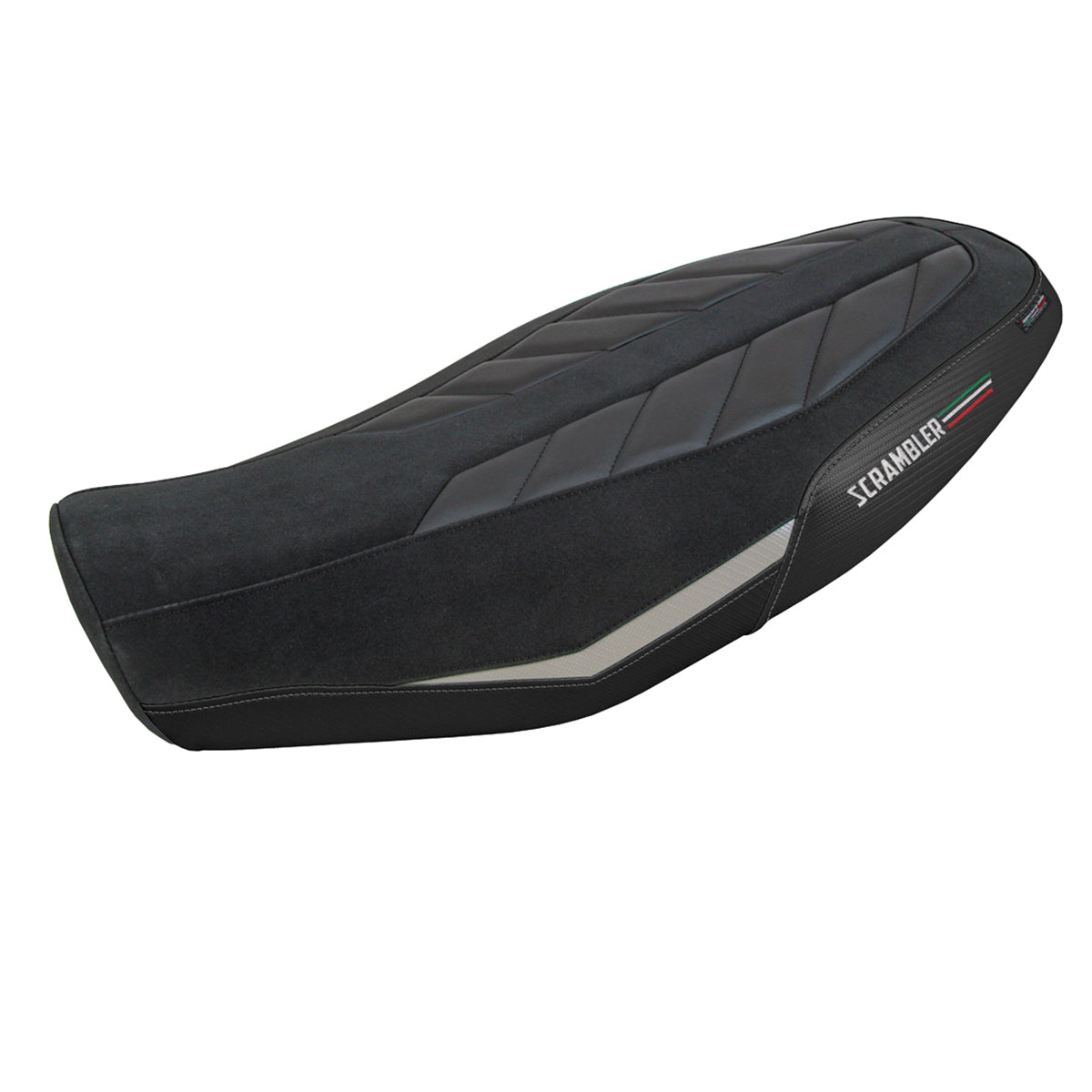 Ducati Scrambler 800 2023-2025 Seat Cover Tappezzeria Italia Comfort in Velvet Silver and Black