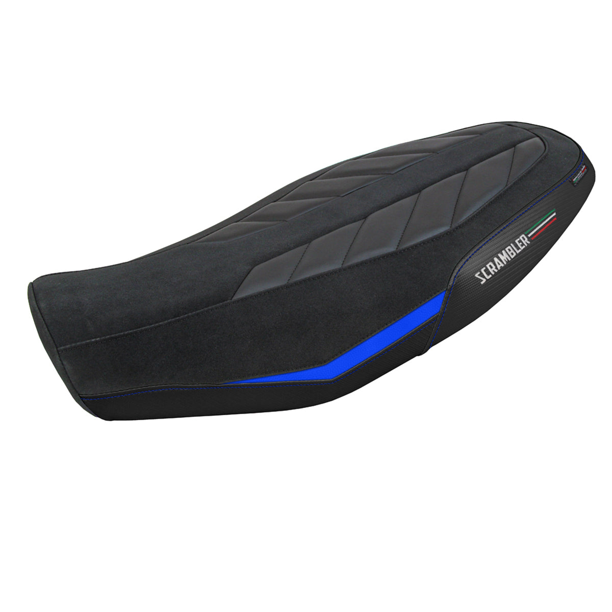 Ducati Scrambler 800 2023-2025 Seat Cover Tappezzeria Italia Comfort in Velvet Blue and Black