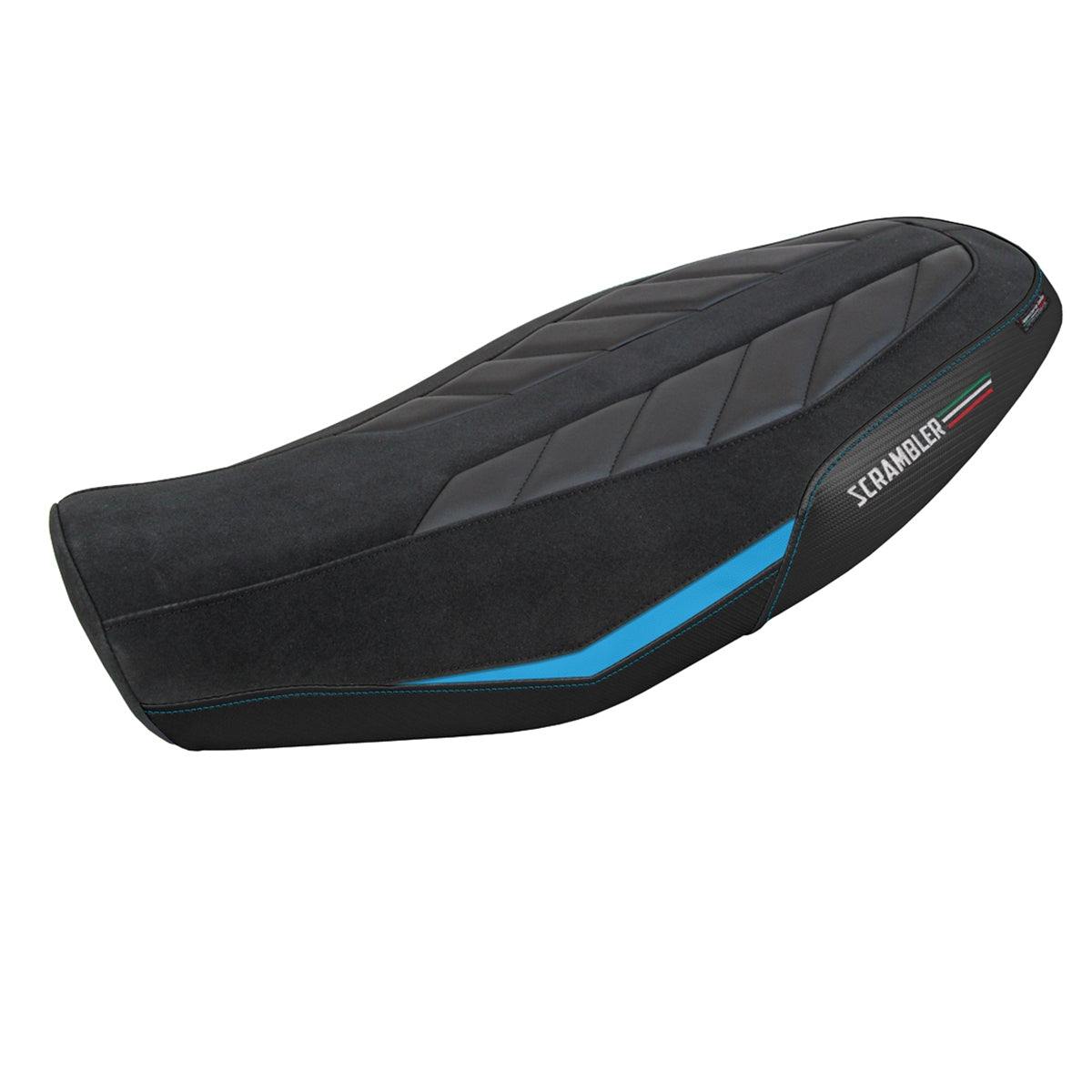 Ducati Scrambler 800 2023-2025 Seat Cover Tappezzeria Italia Comfort in Velvet Light Blue and Black