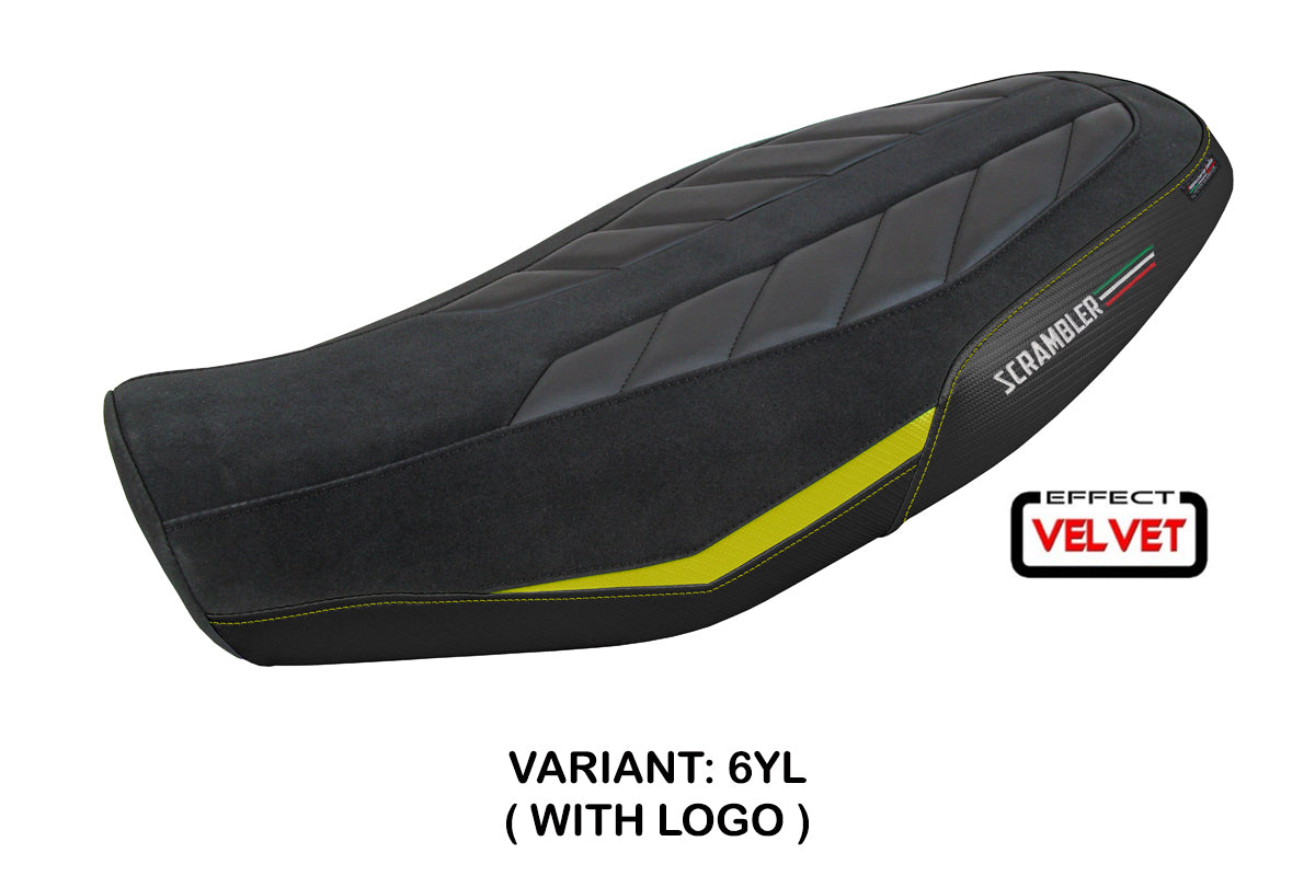 Ducati Scrambler 800 2023-2025 Seat Cover Tappezzeria Italia in Velvet Look Yellow and Black
