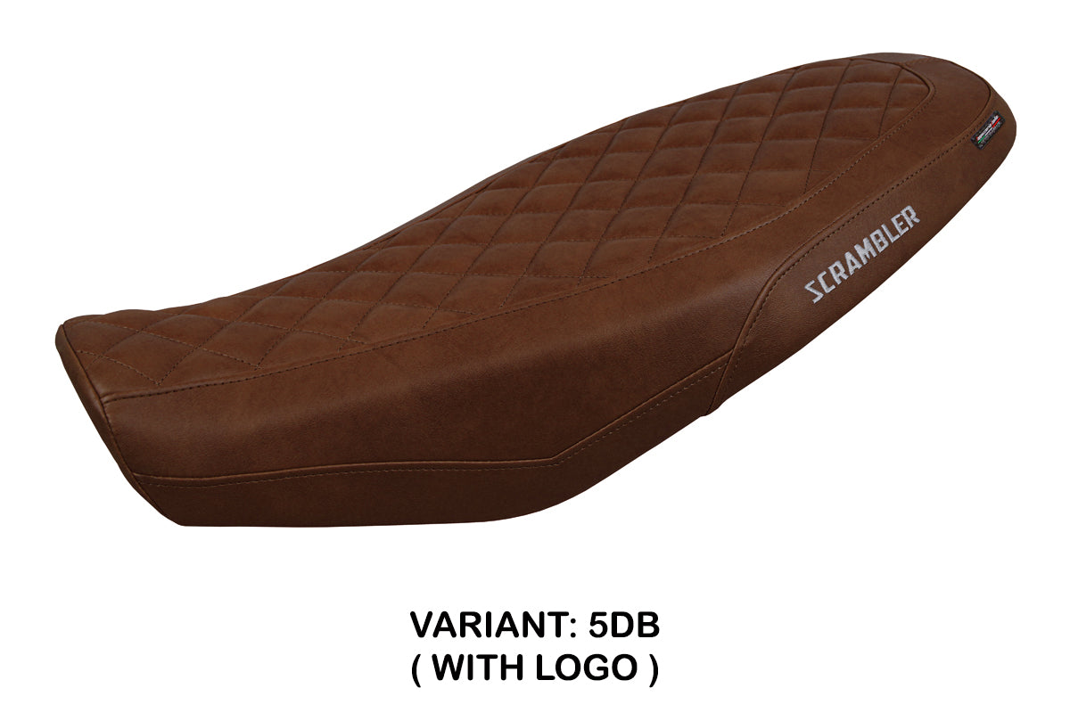 Ducati Scrambler 800 2023-2025 Seat Cover Tappezzeria Italia in Dark Brown Leather Look Diamond