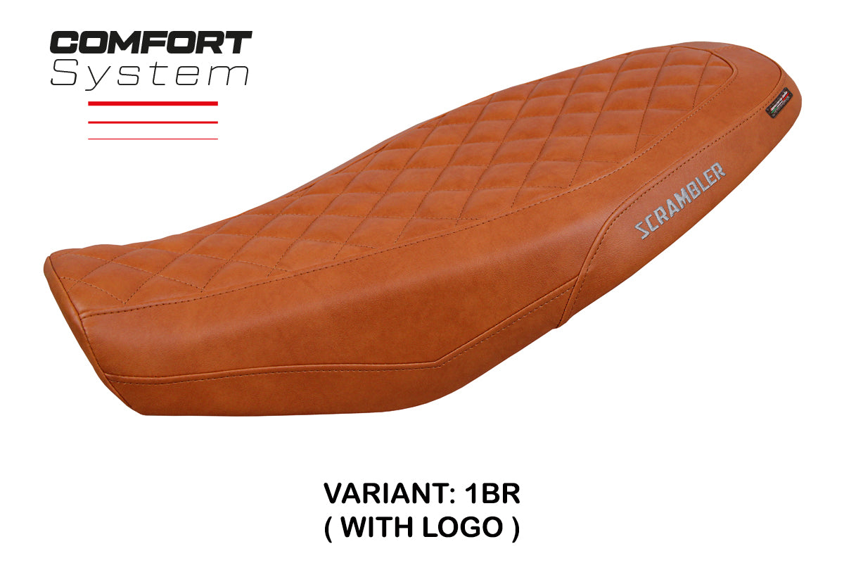 Ducati Scrambler 800 2023-2025 Seat Cover Tappezzeria Italia Comfort in Brown Leather Diamond